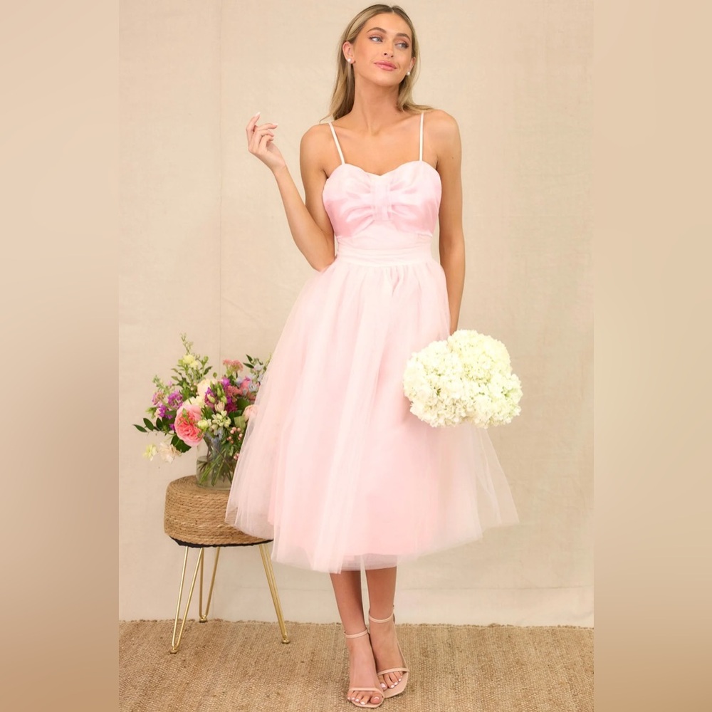 Pink tulle midi dress